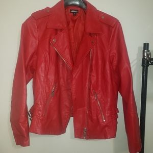 Project Runway faux Red leather jacket